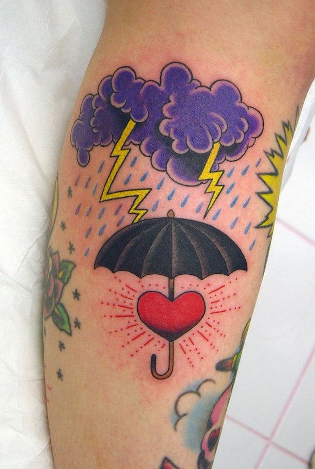 rain thunder cloud tattoo