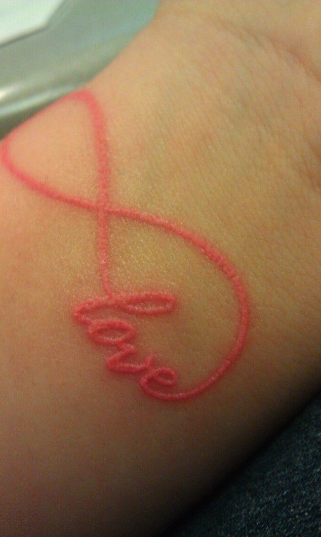 splendid pink infinity tattoos on wrist for girls