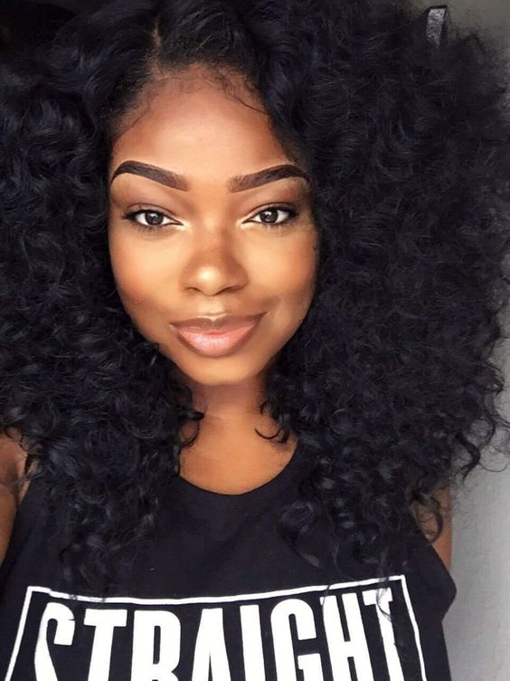Big curly hair Natural makeup for black women
