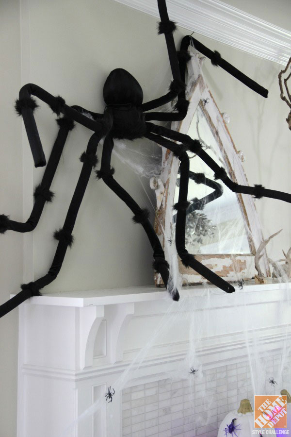 Giant spider for a spooky Halloween mantel