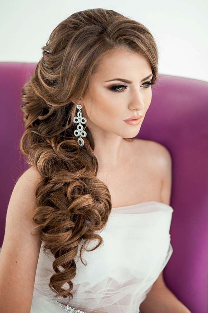 Simple Hairstyle For Long Hair For Wedding for Oval Face