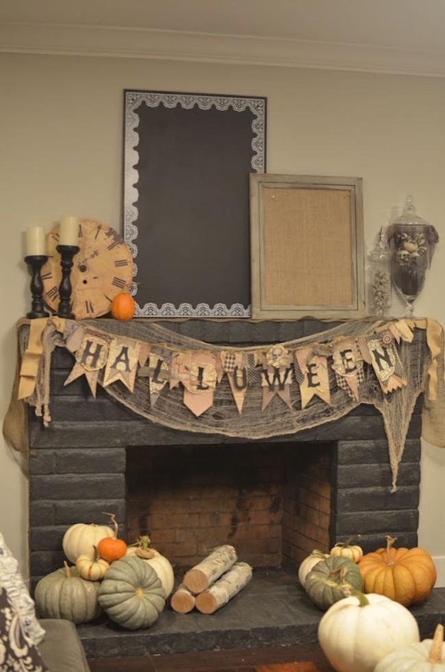 Halloween Ideas for Your Fireplace Mantel