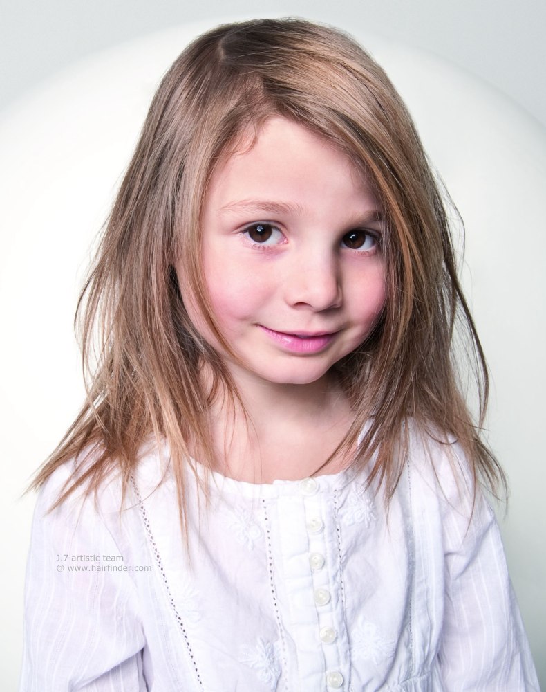 Long layered hairstyle for little girls