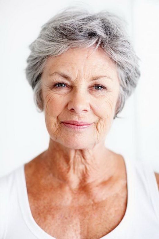 Short hairstyles for older women with gray hair
