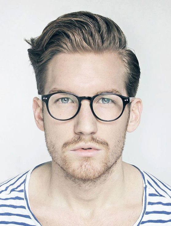 Side Combed Hairstyle with Glasses
