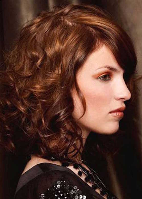 Trendy Red Medium Length Curly Hairstyle