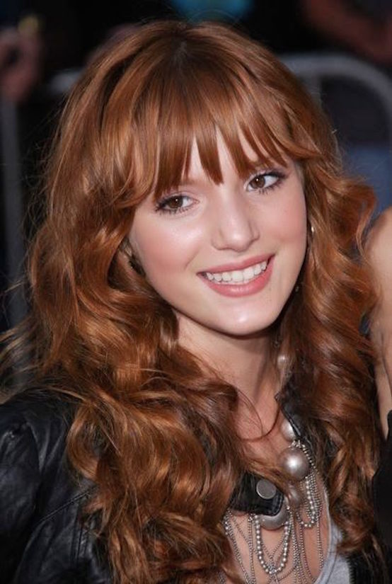 curly red long hair with bangs