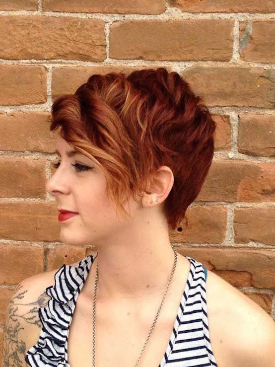 short red curly pixie hairstyle