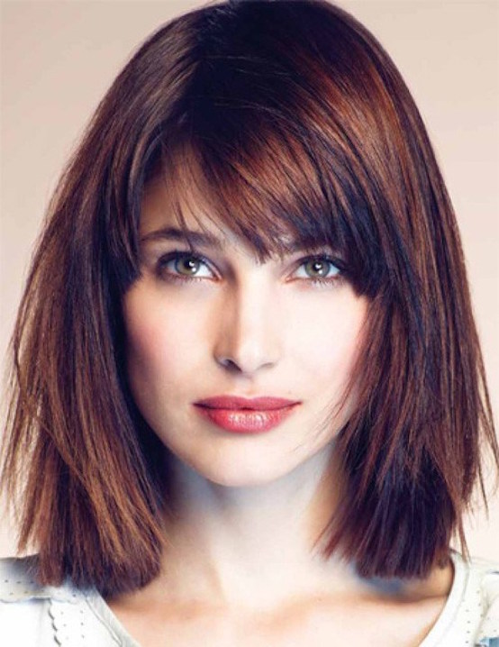 straight medium-length hairstyle for square face
