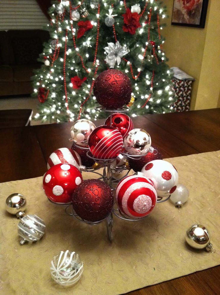 christmas decorations diy centerpieces living table decor centerpiece decorating impressive decoration ornaments tree easy tables craft ornament silver balls center