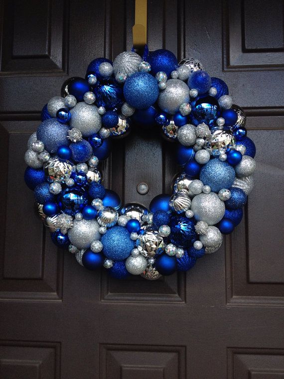 beautiful blue christmas ornament wreath
