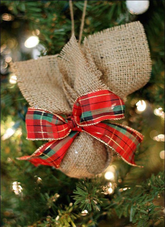 Burlap & Plaid Christmas Ornament