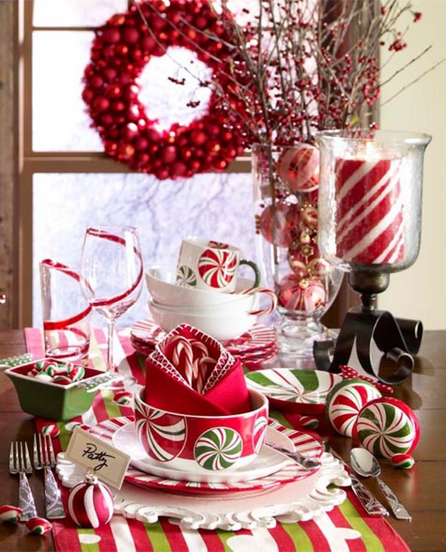 Candy Cane Christmas Table Decorating Idea