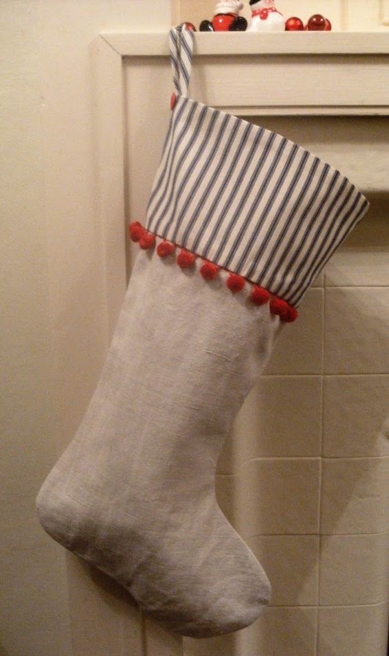 Christmas Stocking of Old French linen