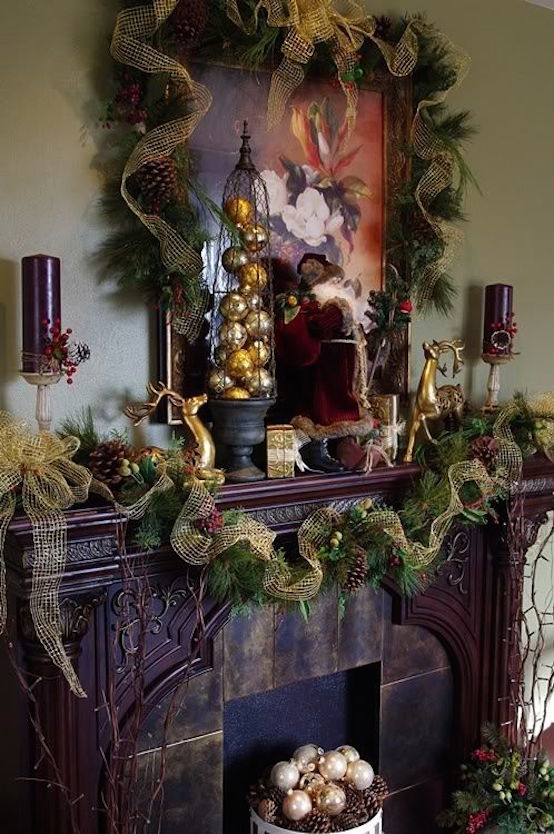 Christmas in Woodlands Fireplace Mantel