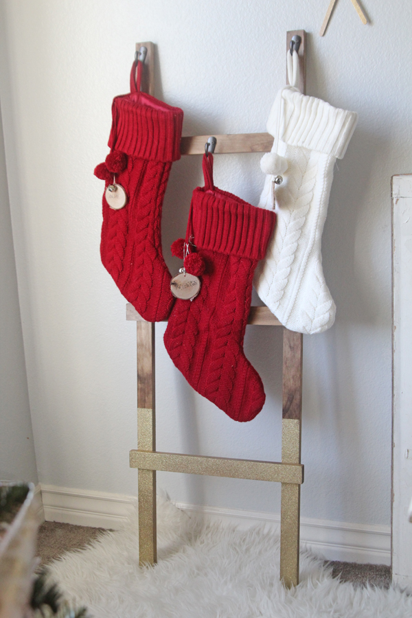 diy ladder stocking holder