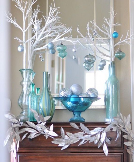eye catching silver and blue christmas decor ideas