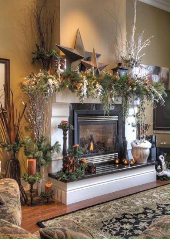 Great Mantel Christmas Fireplaces Decoration Ideas