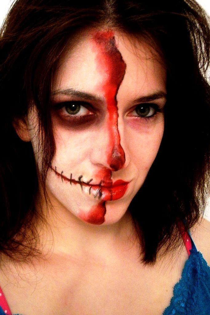 Half Face Scary Halloween Makeup