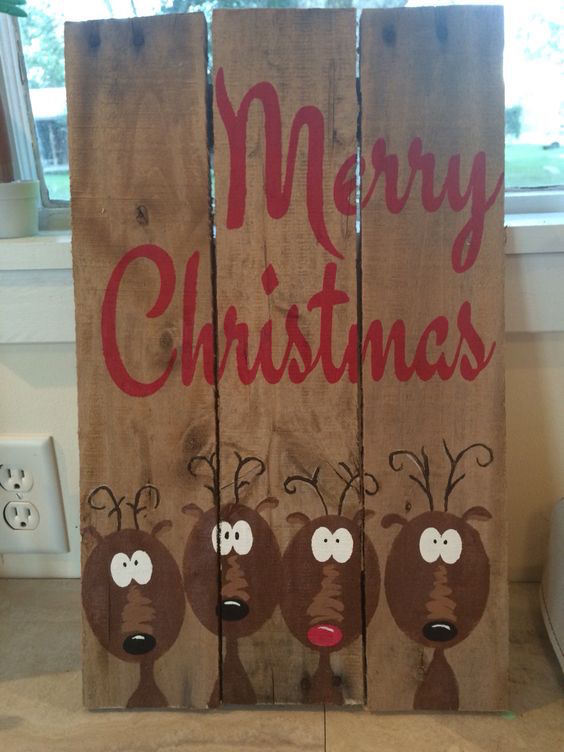Merry Christmas Reindeer pallet sign