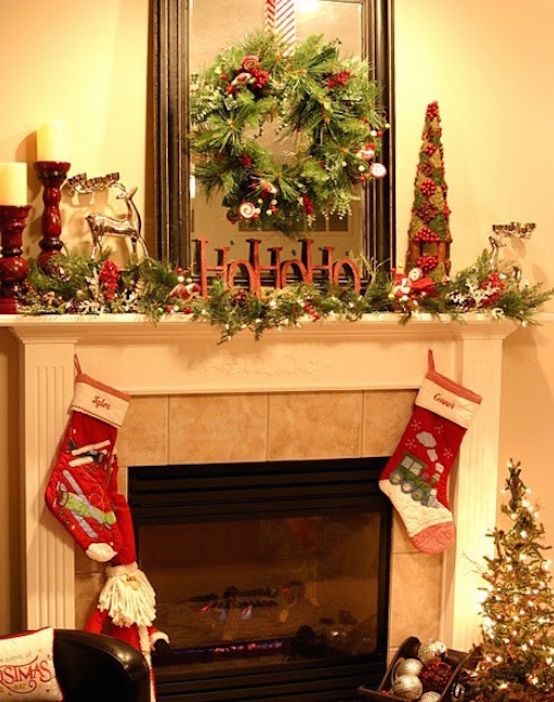 Modern Mantel Christmas Fireplaces Decoration Ideas