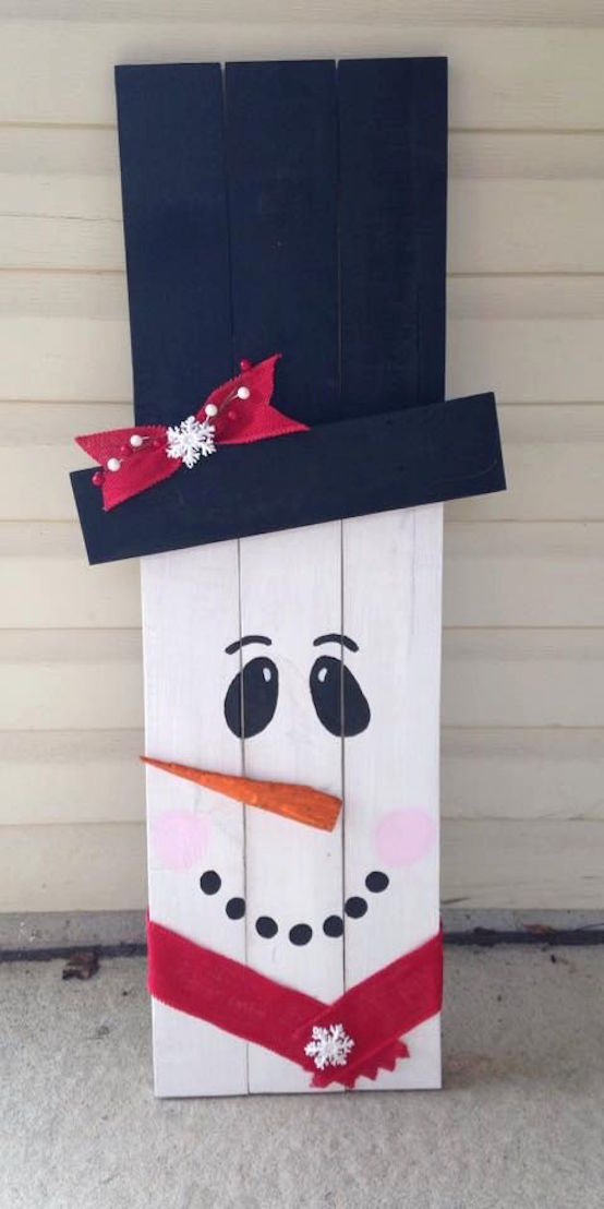 Primitive reclaimed wooden snowman