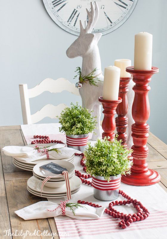 red and white christmas tablescape