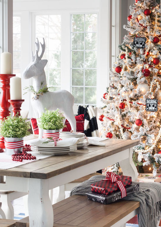 Red and White Christmas Tablescape