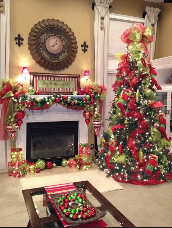 Tree Mantel Christmas Fireplaces Decoration Ideas