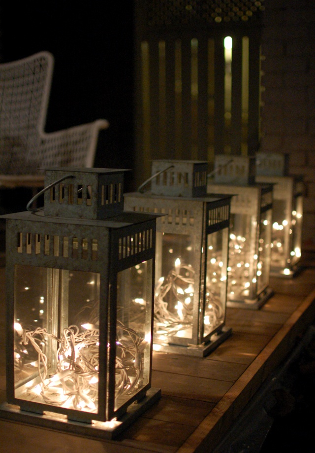 christmas lights in lanterns