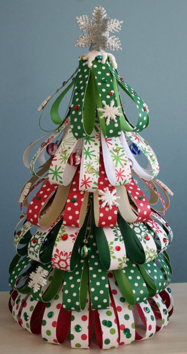 cute christmas tree craft scrap ribbons