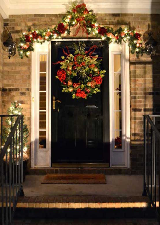 elegant garland and front door wreath for Christmas