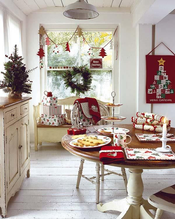 red white christmas kitchen