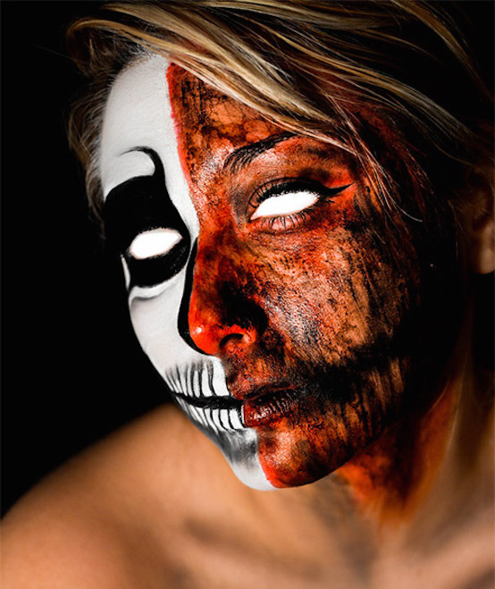 scary half face Halloween makeup