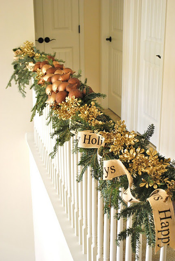staircase christmas garland decorations