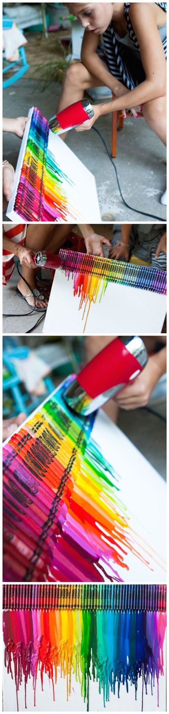 Colorful Melting Crayon Canvas Art