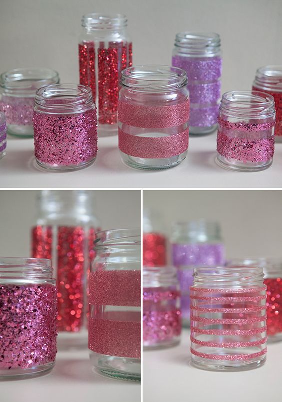 diy martha stewart glittered glass jars