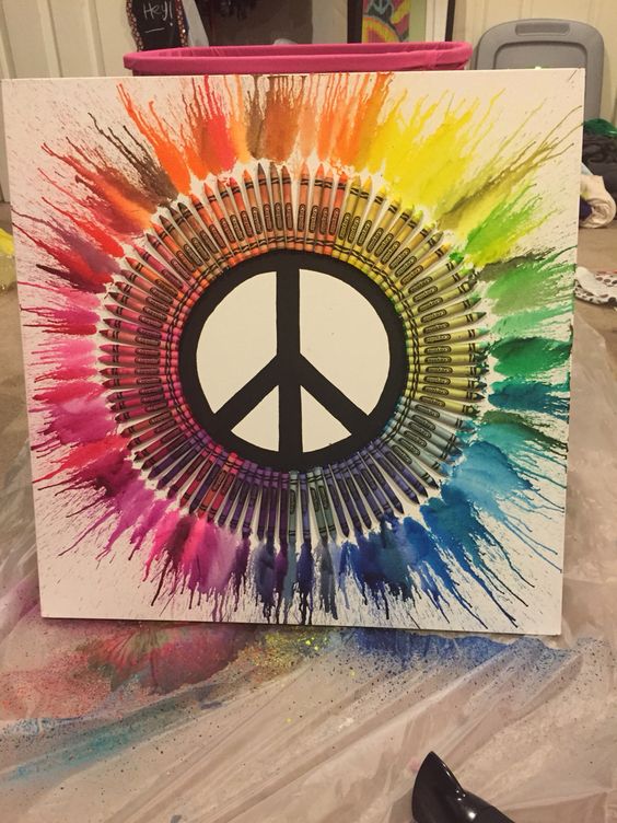 DIY Peace Sign Melted Crayon Art