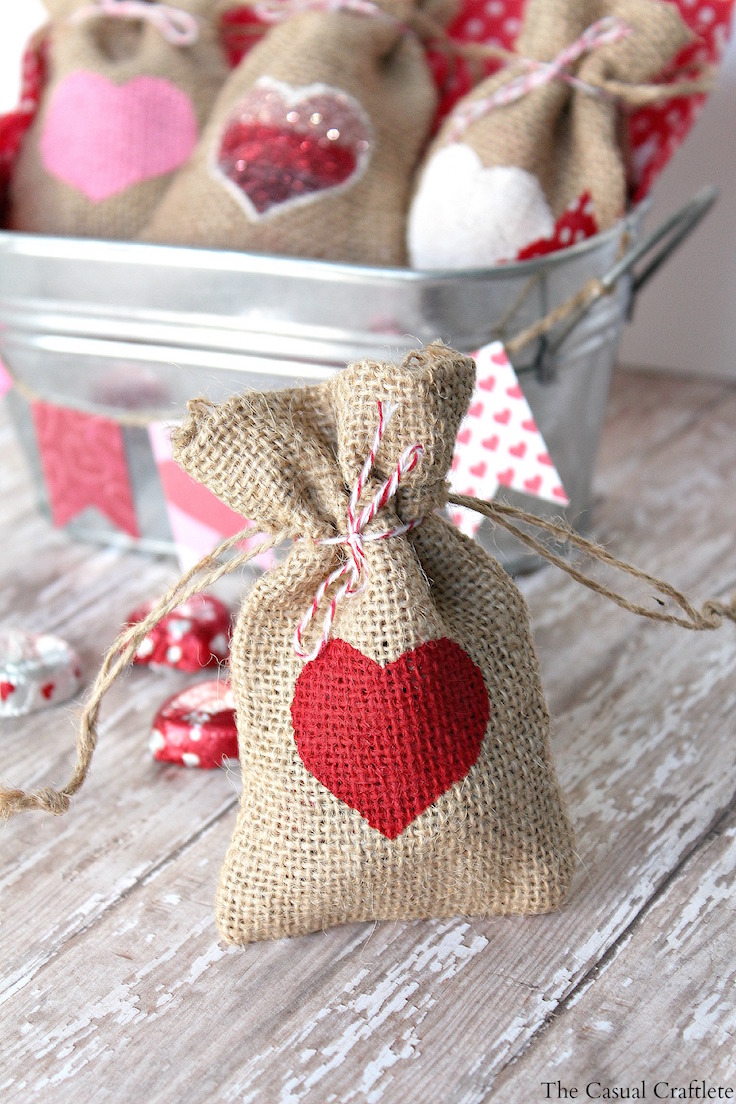 diy valentines day burlap gift bags