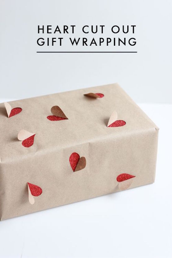 diy heart cutout gift wrapping
