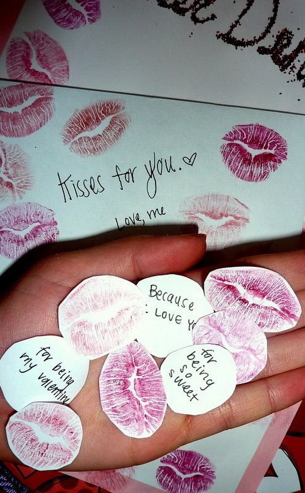 Lipstick Kiss Marks with Sweet Notes on the Back