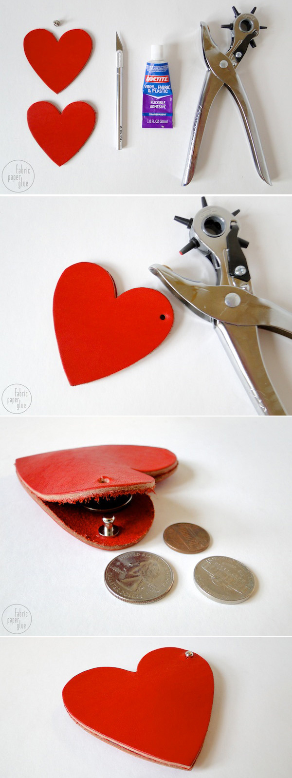 DIY Leather Heart Coin Purse