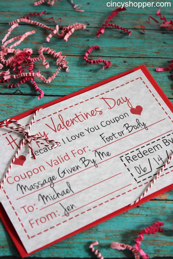 Printable Coupon Card for Valentine's Day