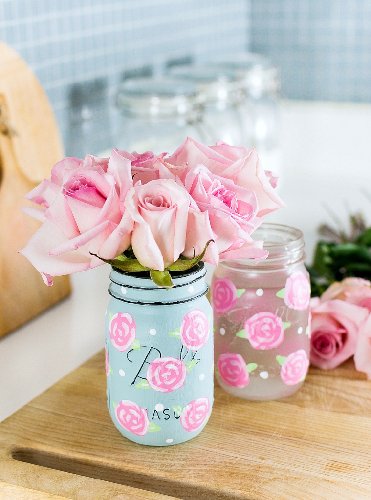 Flowers in the crafted jars